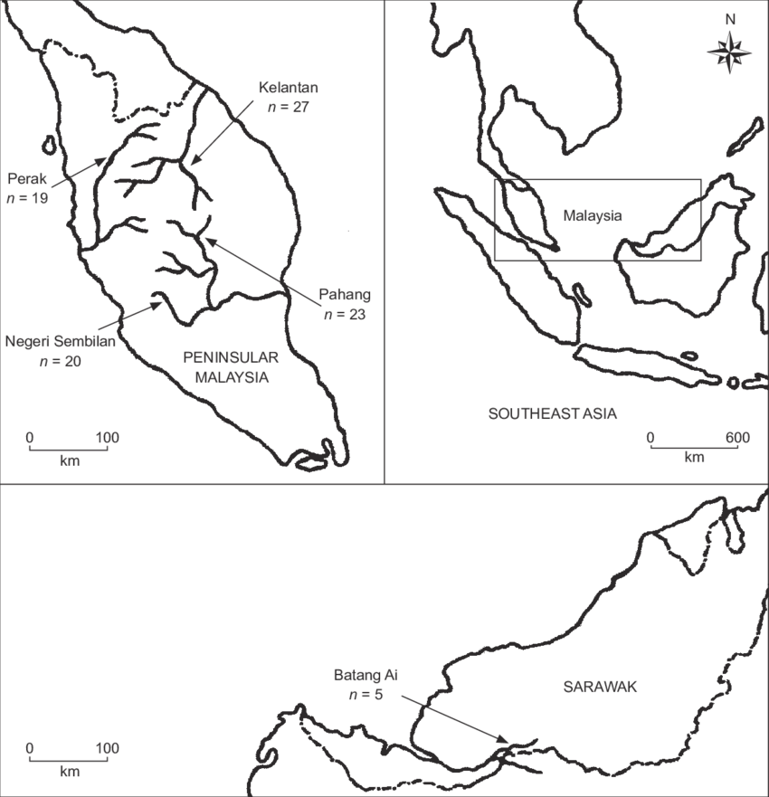 Map Showing Sampling Locations And Sample Sizes Of - Map Clipart (850x881), Png Download