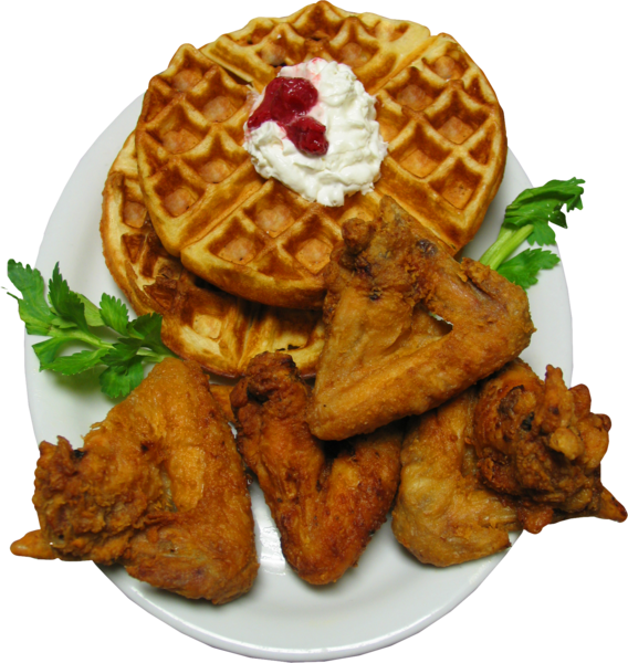 Chicken Waffles - Chicken And Waffles Transparent Clipart (568x600), Png Download
