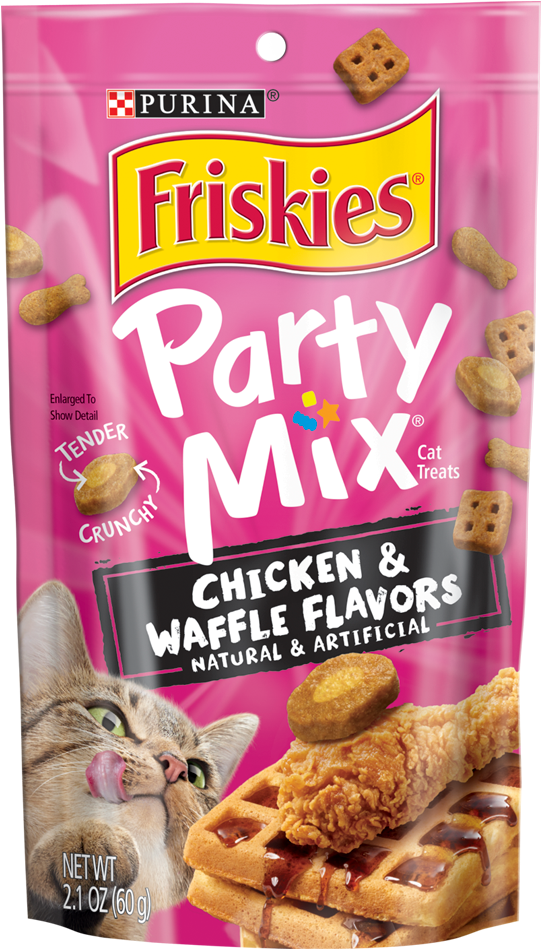 Friskies Party Mix Cat Treats Chicken And Waffle - Friskies Clipart (800x1000), Png Download