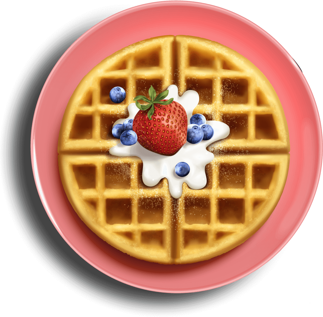 Amazingly Delicious Belgian Waffle Top View Clipart Large Size Png