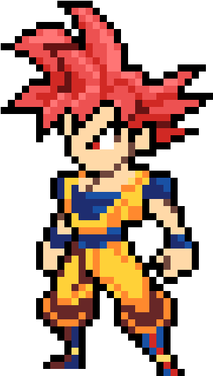 Son Goku God - Pixel Art Son Goku Clipart (530x620), Png Download