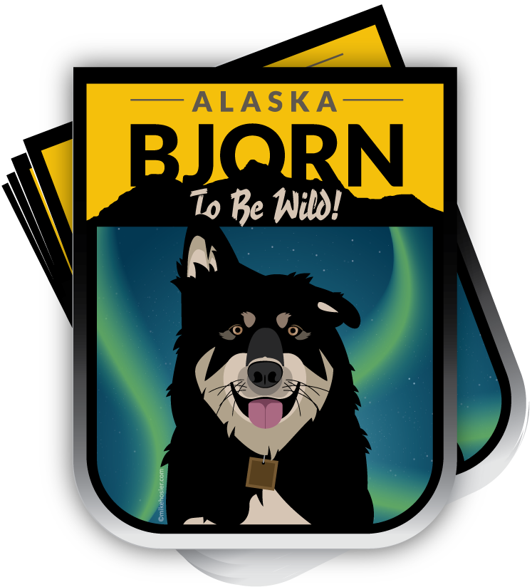 Best Friends Bjorn Alaska Adventure Dog Stickers, Tim - Dog Catches Something Clipart (747x824), Png Download
