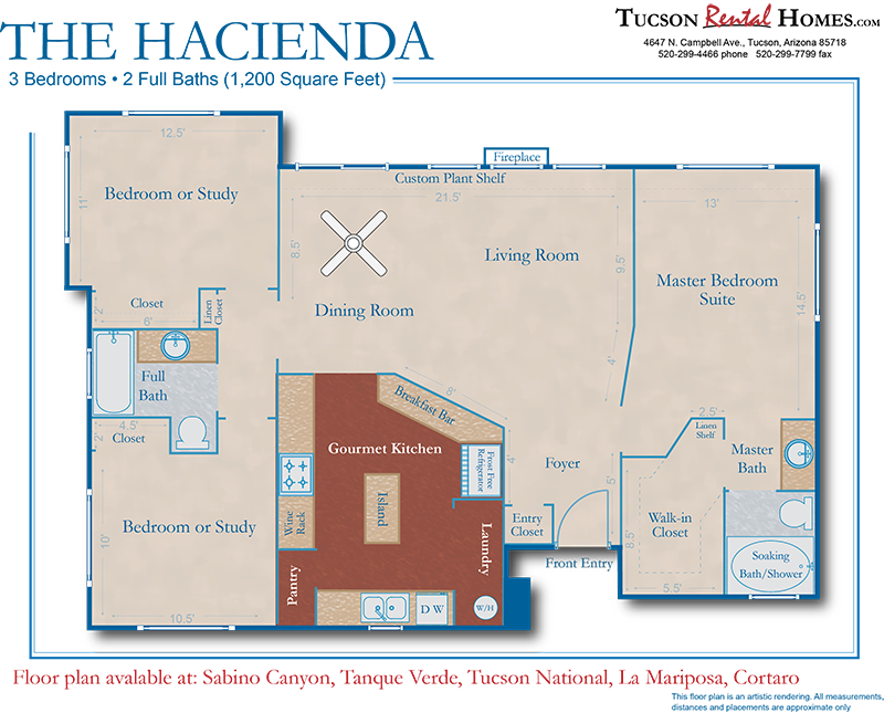 Tucson Rental Homes - Floor Plan Clipart (800x645), Png Download