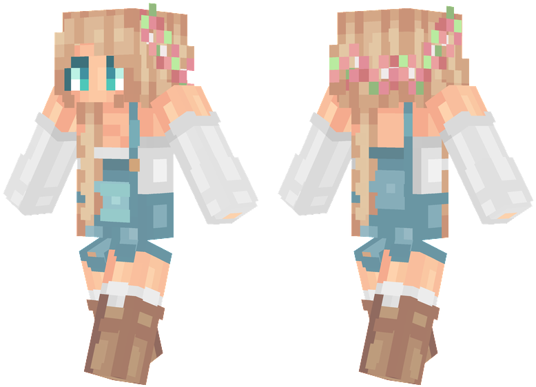 Blue Overalls - Minecraft Overalls Girl Skin Clipart (804x576), Png Download