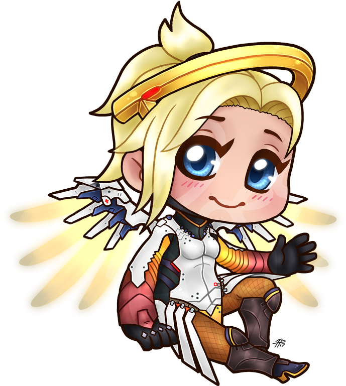 Chibi Overwatch By - Chibi Mercy Drawing Clipart (800x807), Png Download