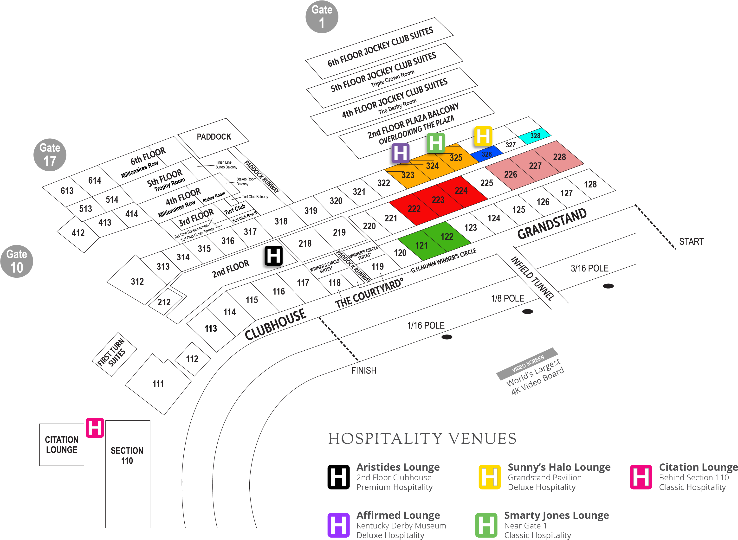 Paddock Gate Vip Gate Club- House Gate 3/16 Pole 1/8 - Kentucky Derby Seats 2018 Clipart (3078x2245), Png Download