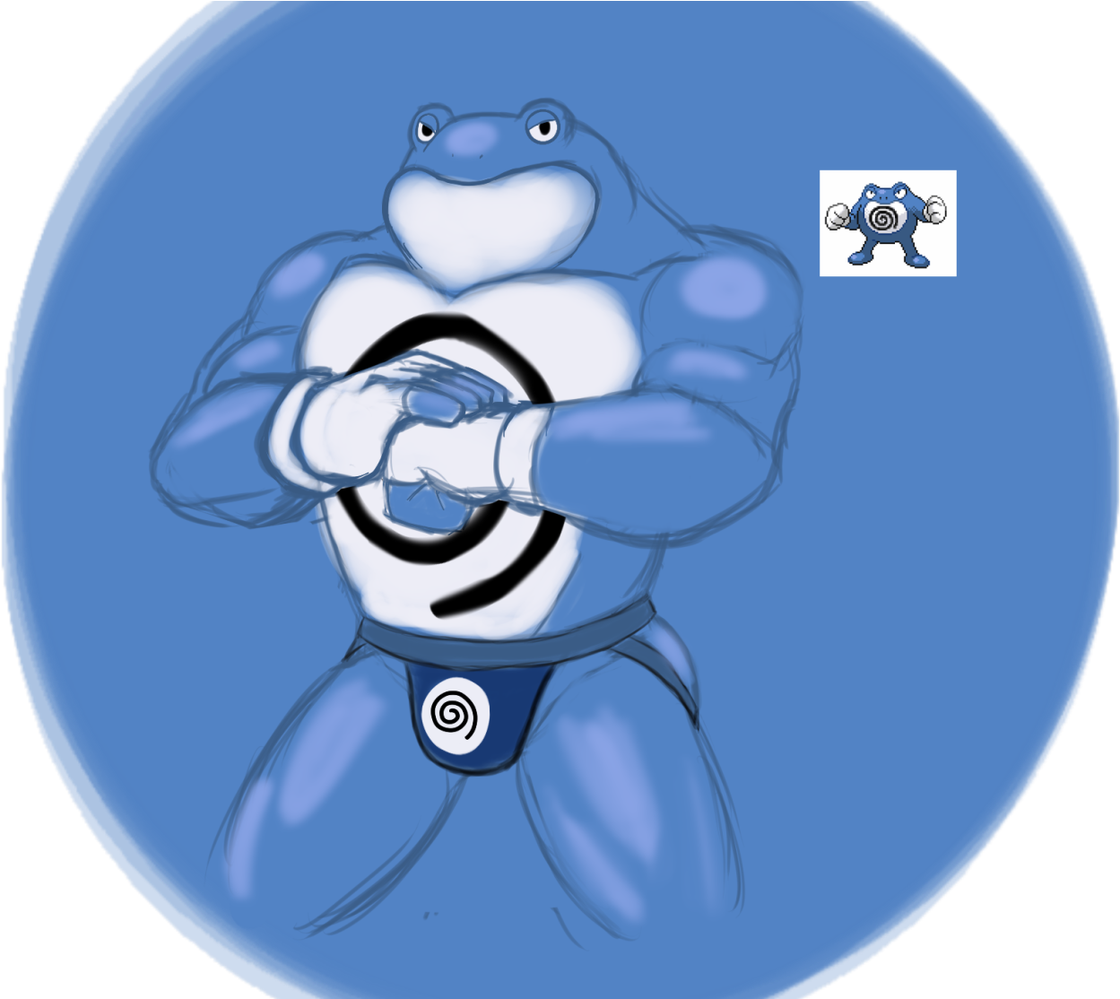 Here, Have An Anthro Poliwrath, While We're At It - Cartoon Clipart (1249x1114), Png Download