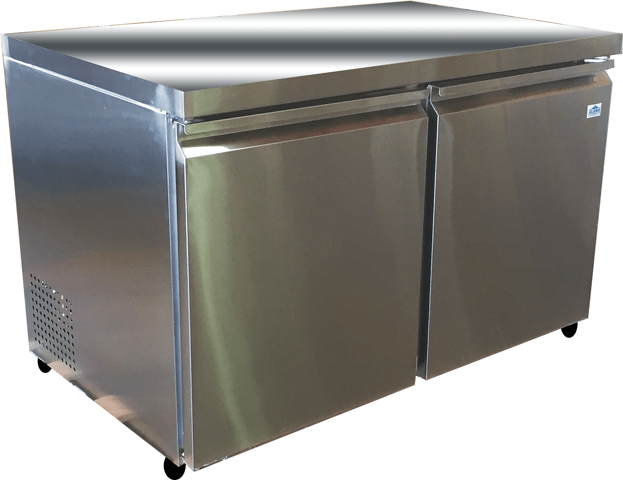 2 Door Under Counter Stainless Steel Freezer - Refrigerator Clipart (1340x1041), Png Download