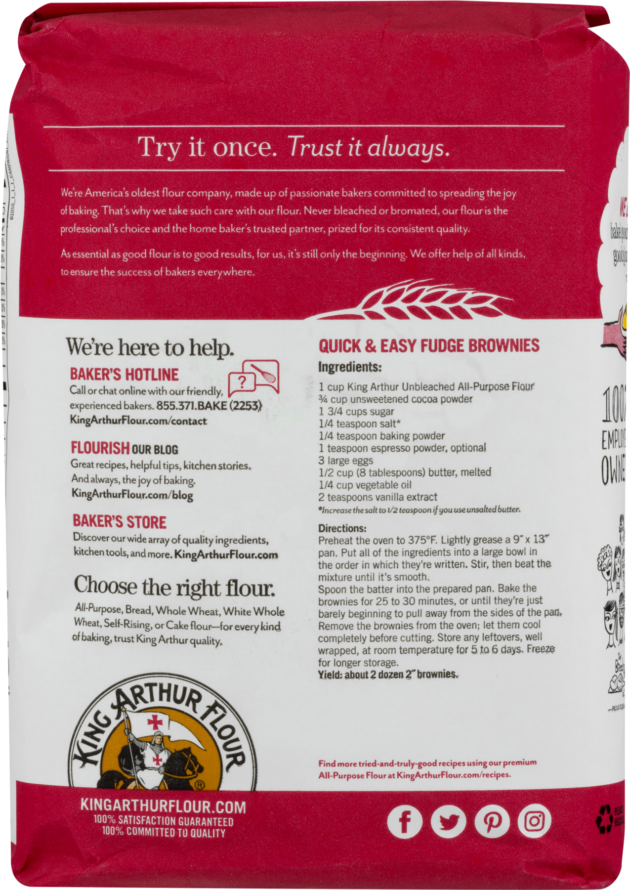 King Arthur Flour Bag Back Clipart (1800x1800), Png Download