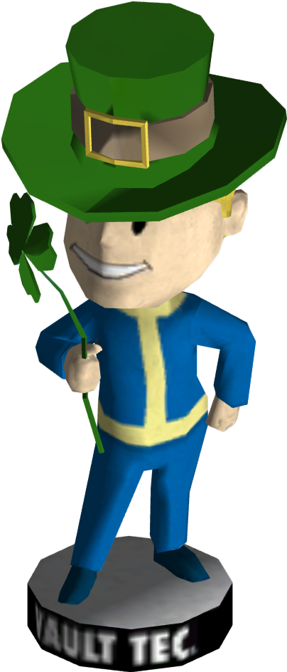 Four Leaf Clover Fallout - Vault Boy Bobblehead Luck Clipart (500x1000), Png Download