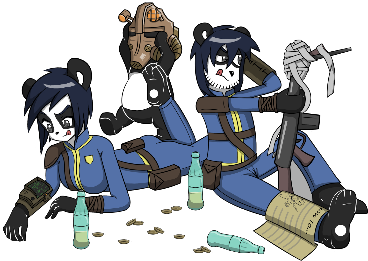 Panda Posse - Fallout - Cartoon Clipart (1600x1088), Png Download