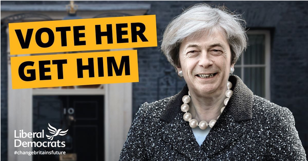 The Liberal Democrats Have Today Launched A Poster - Lib Dem May Farage Clipart (600x600), Png Download