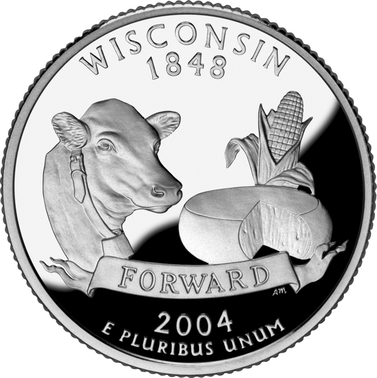 Change Wisconsin - 2004 Wisconsin Quarter Clipart (765x768), Png Download
