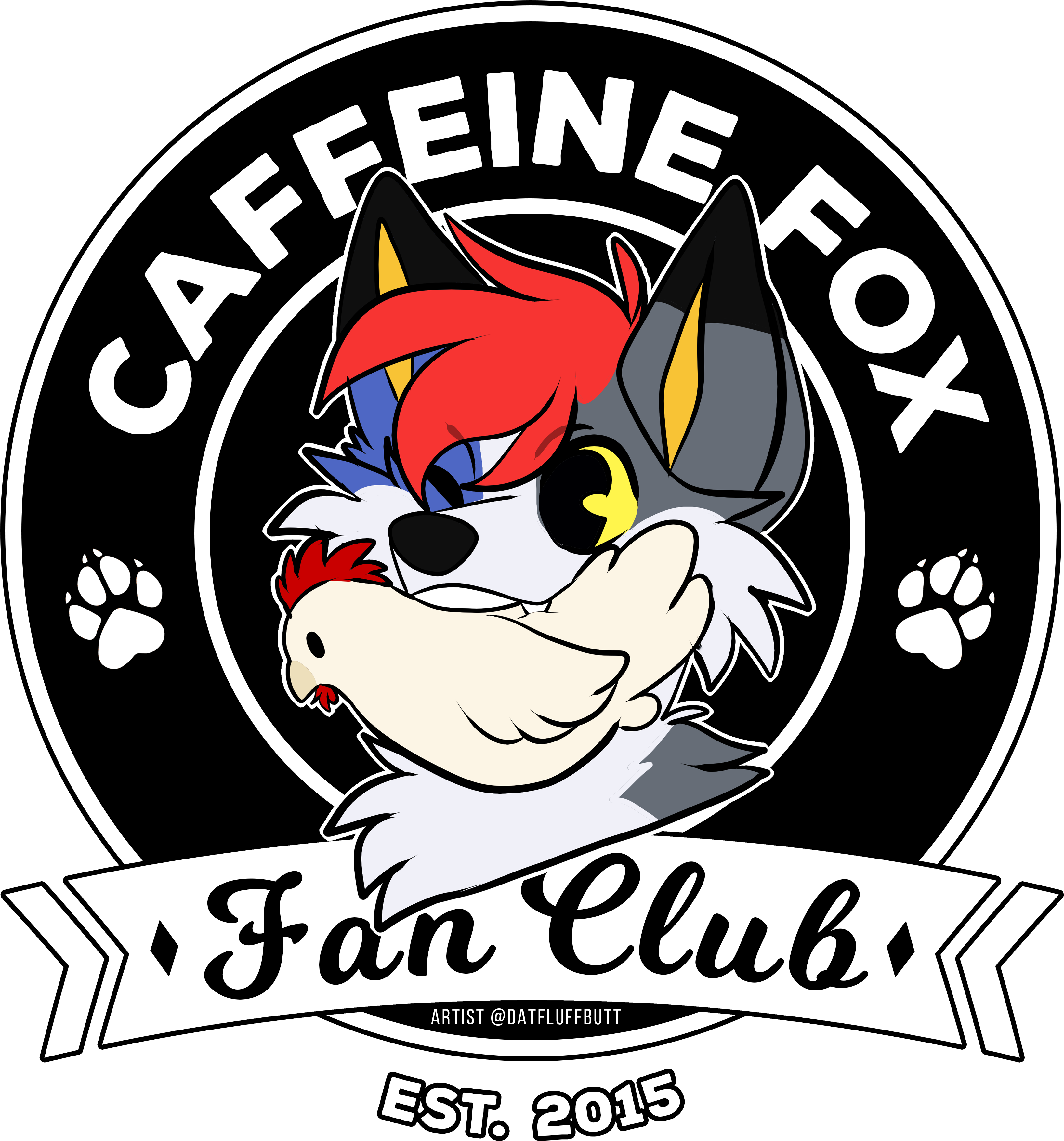 Caffeine Fox Fan Club Shirt - Cartoon Clipart (3304x4406), Png Download