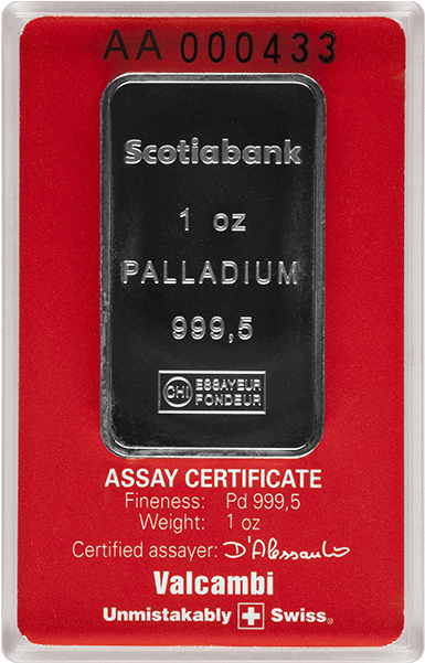 1 Oz Palladiam Scotiabank - 1 Oz Gold Bars Clipart (600x600), Png Download