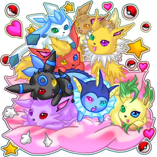 Eeveelutions Sticker - Pokemon Eevee Family Cute Clipart (550x550), Png Download