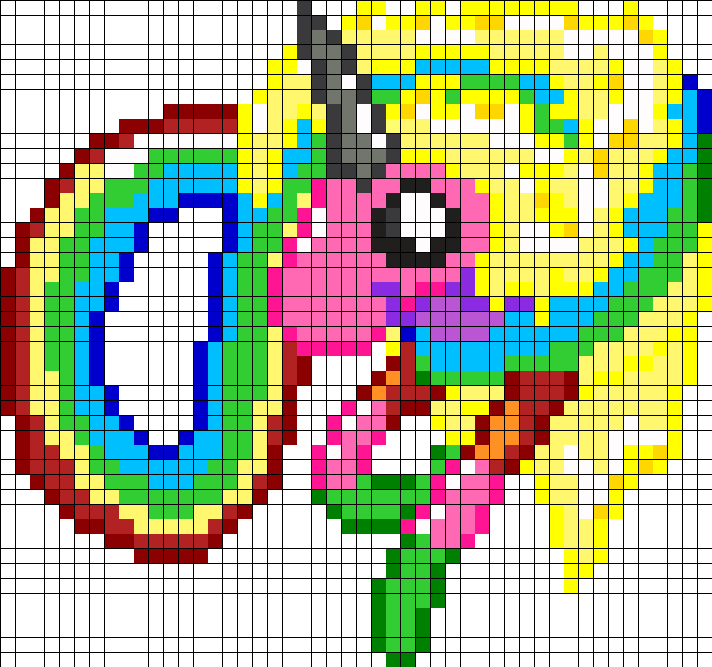 Princess Rainicorn Adventure Time Perler Bead Pattern - Adventure Time Rainicorn Pixel Art Clipart (1008x945), Png Download