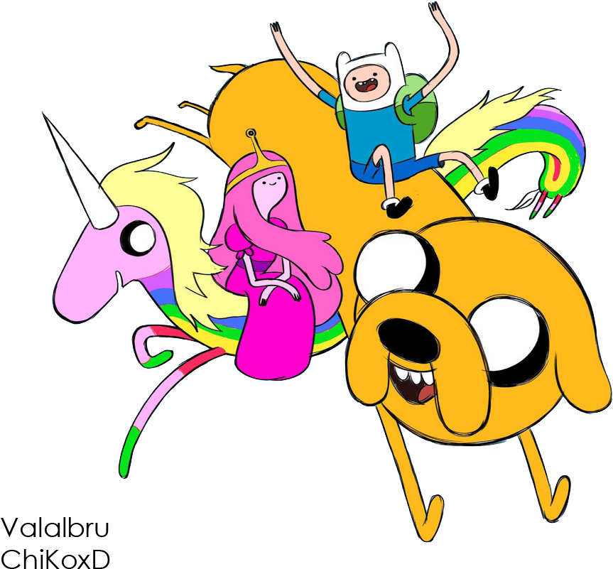 #adventuretime Adventure Time Wiki, Princess Bubblegum, - Adventure Time Finn Jake And Lady Rainicorn Clipart (1024x843), Png Download