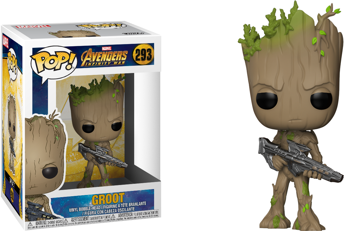 Pop Figure Marvel Groot Infinity War - Funko Pop Groot 293 Clipart (1105x744), Png Download