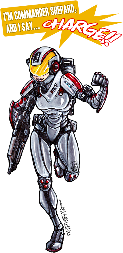 Mass Effect,фэндомы,me Art,femshep - Cartoon Clipart (517x950), Png Download