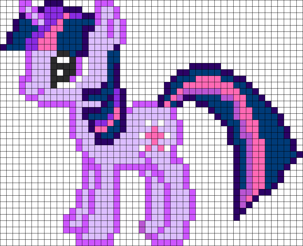 Twilight My Little Pony Perler Bead Pattern / Bead - Pixel My Little Pony Clipart (1009x820), Png Download