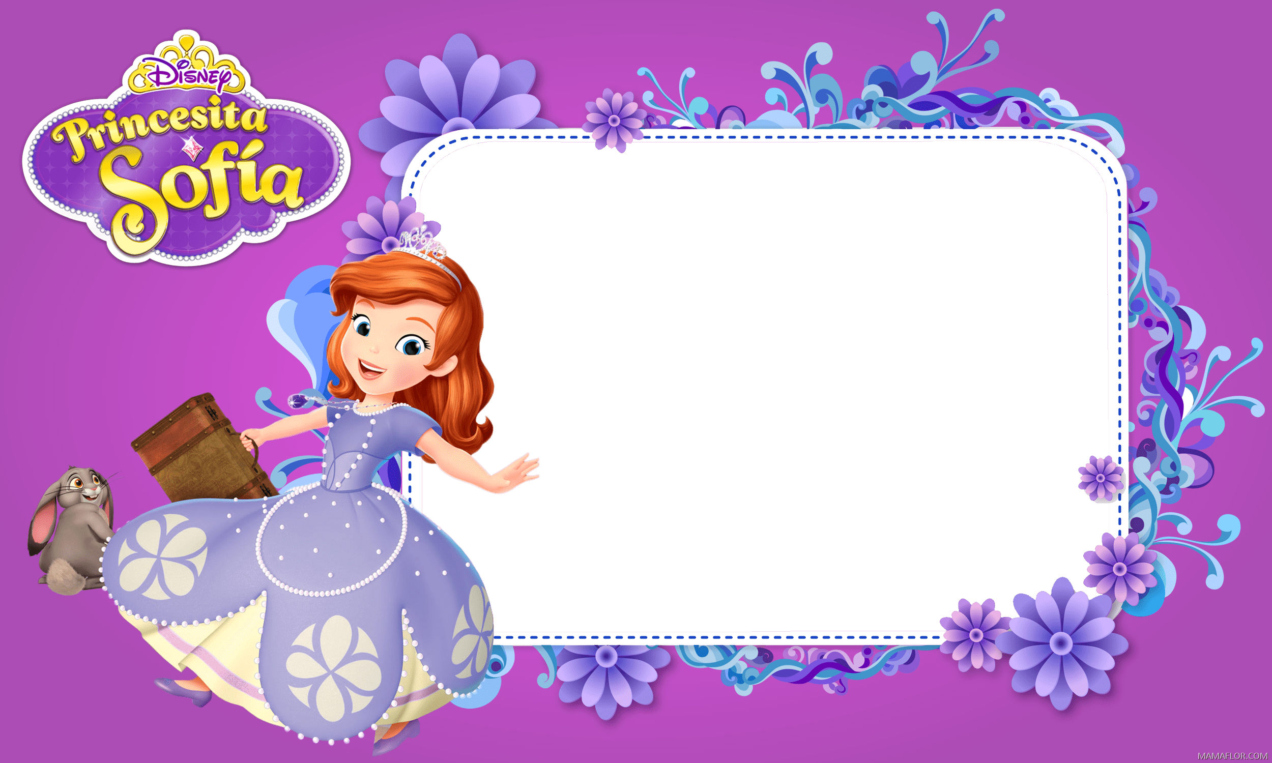Violet Flowers Frames Png Clipart (2500x1500), Png Download