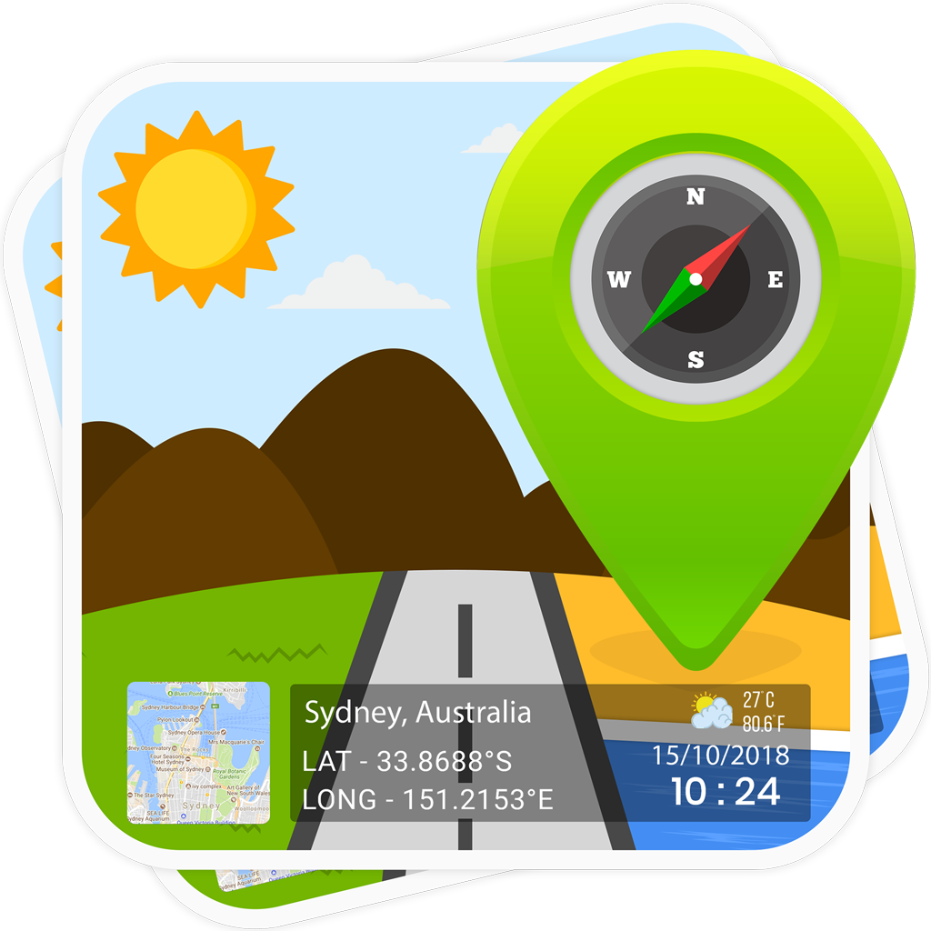 Gps Map Stamp - Geotagging Clipart (1024x1024), Png Download