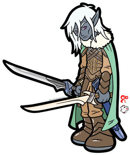 Ascq X D&d Ritchie Drizzt Sticker - Cartoon Clipart (600x600), Png Download