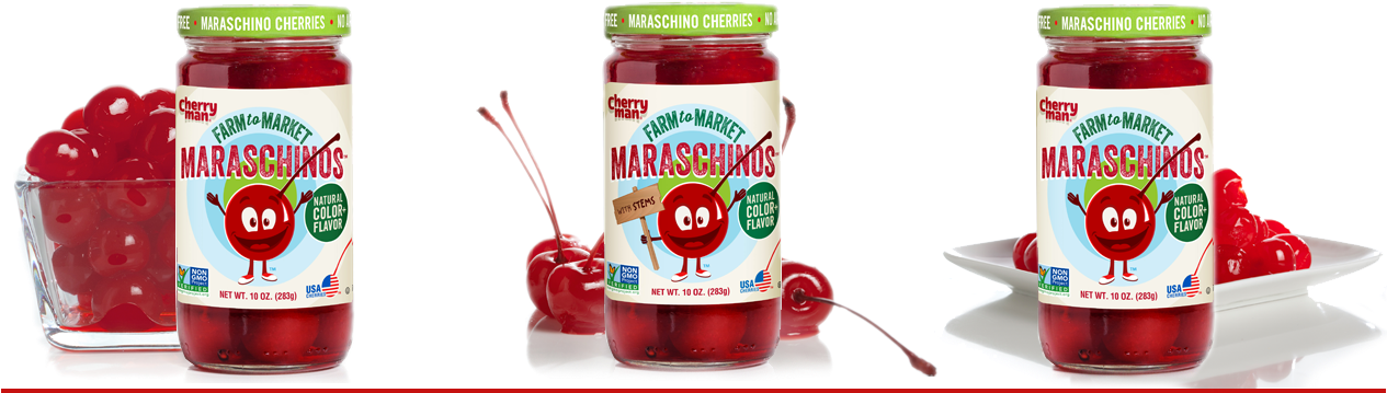Farm 2 Market Maraschino Cherries - Organic Maraschino Cherries Clipart (1265x369), Png Download