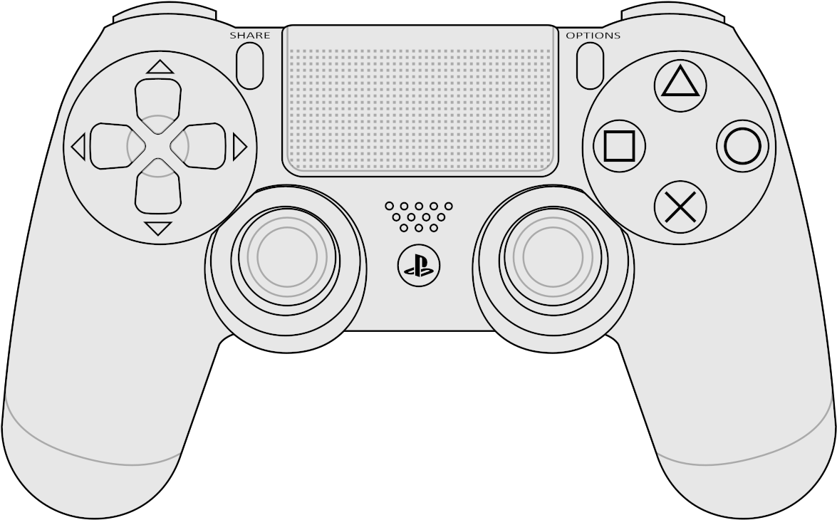 Dualshock 4 Layout - Playstation 4 Controller Illustration Clipart (1280x853), Png Download