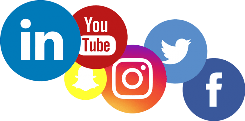 Free Png Download Social Media Logos Png Images Background - Social Media Logo Transparent Clipart (850x419), Png Download