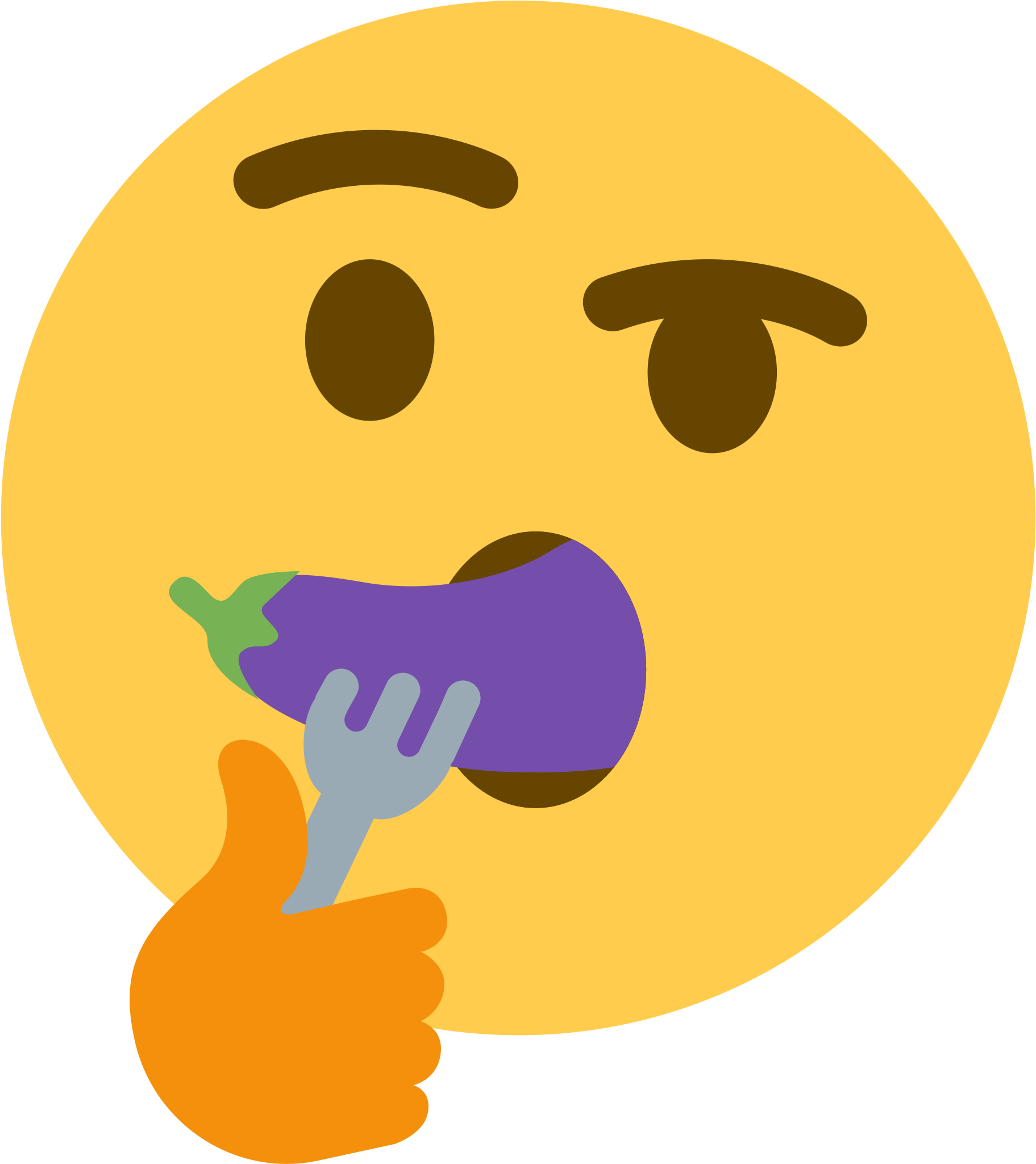 Download Emoji Eating Eggplant - Thinking Man Emoji Clipart Png