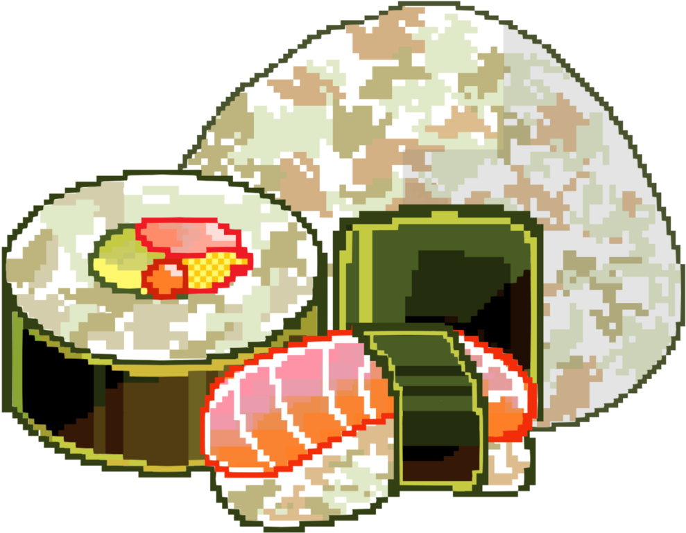 ⊃-[二二] - Sushi Pixel Png Clipart (1280x1280), Png Download