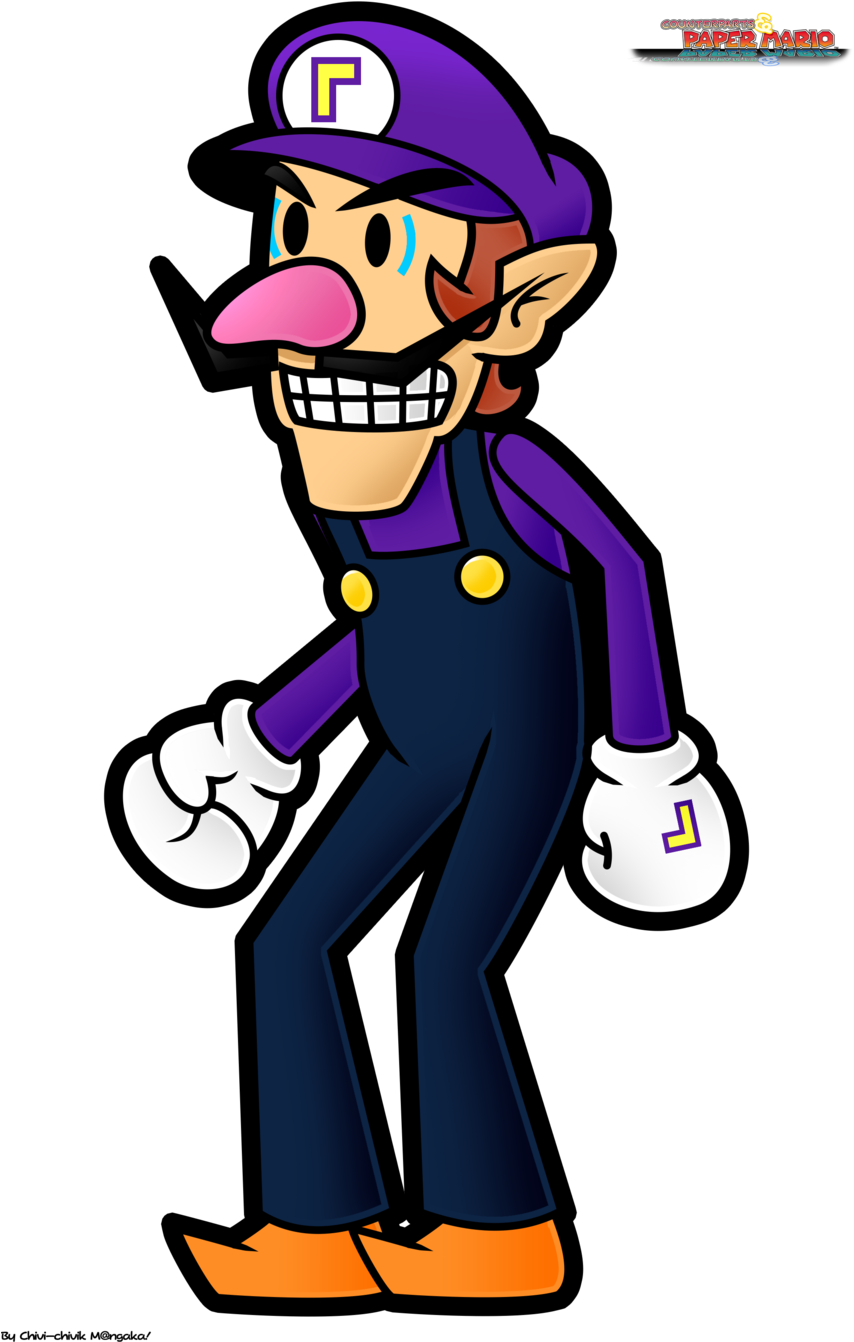 Super Paper Mario Waluigi Clipart (900x1371), Png Download