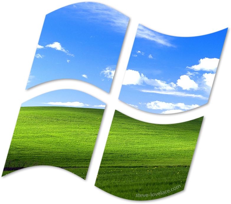 Windows Logo With Bliss Wallpaper - Windows Xp Logo Bliss Clipart (900x720), Png Download