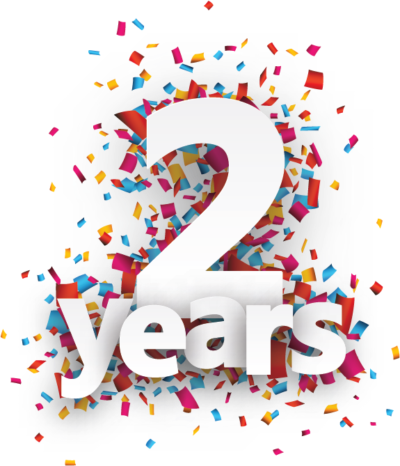 2 Years Celebration , Png Download - 2nd Year Work Anniversary Clipart (575x669), Png Download