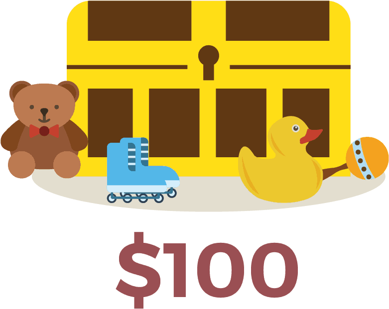 $100 Treasure Chest - Teddy Bear Clipart (1200x837), Png Download