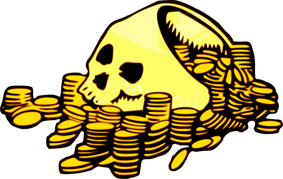 Image Black And White Download Chest Pirate Graphics - Pirate Coins Clip Art - Png Download (700x443), Png Download