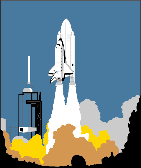 Missile Clipart Launched - Space Shuttle Launch Art - Png Download (842x596), Png Download