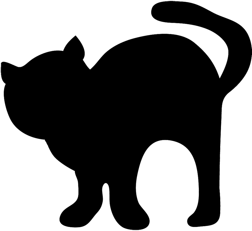 Creepy Black Cat Png Picture - Cute Black Cat Silhouette Clipart (886x812), Png Download