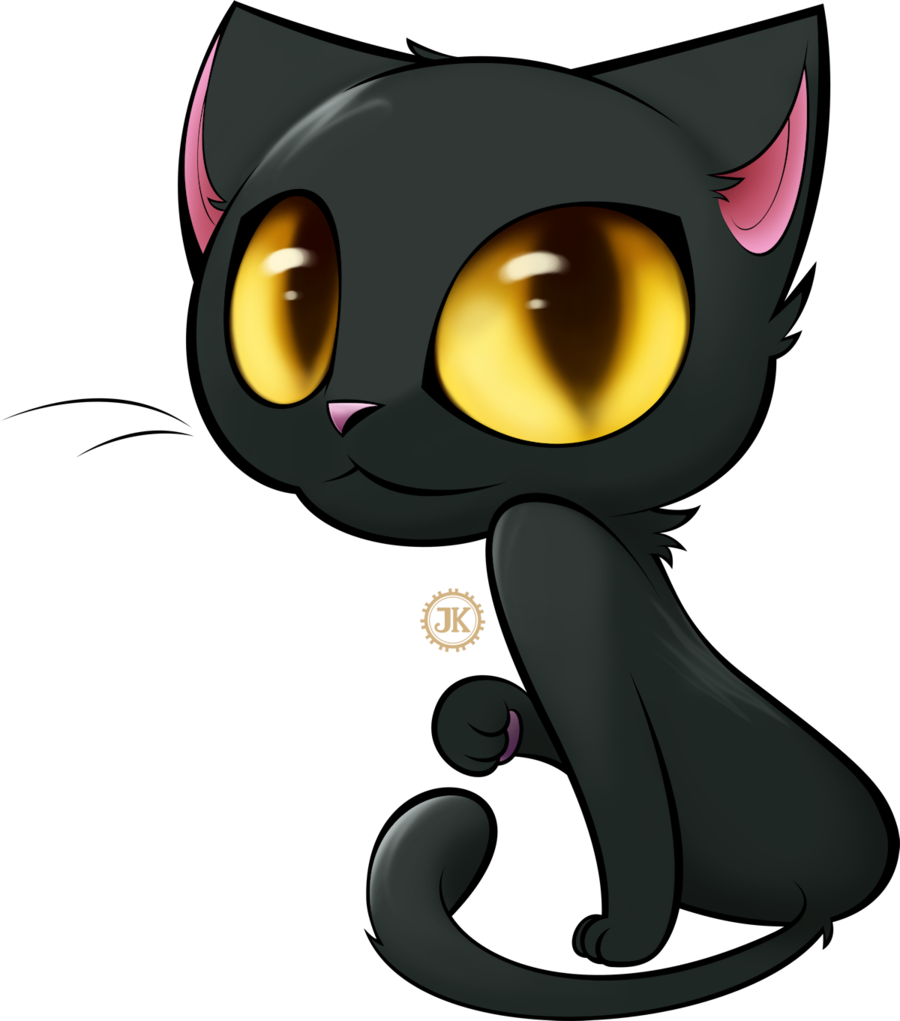 Cute Black Cat Png - Cute Cartoon Black Cat Clipart (900x1021), Png Download