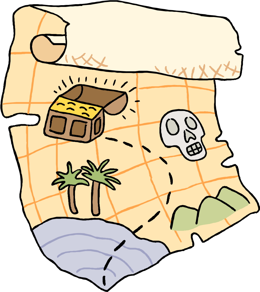 Pirate - Treasure Map Cartoon Png Clipart (1071x1220), Png Download