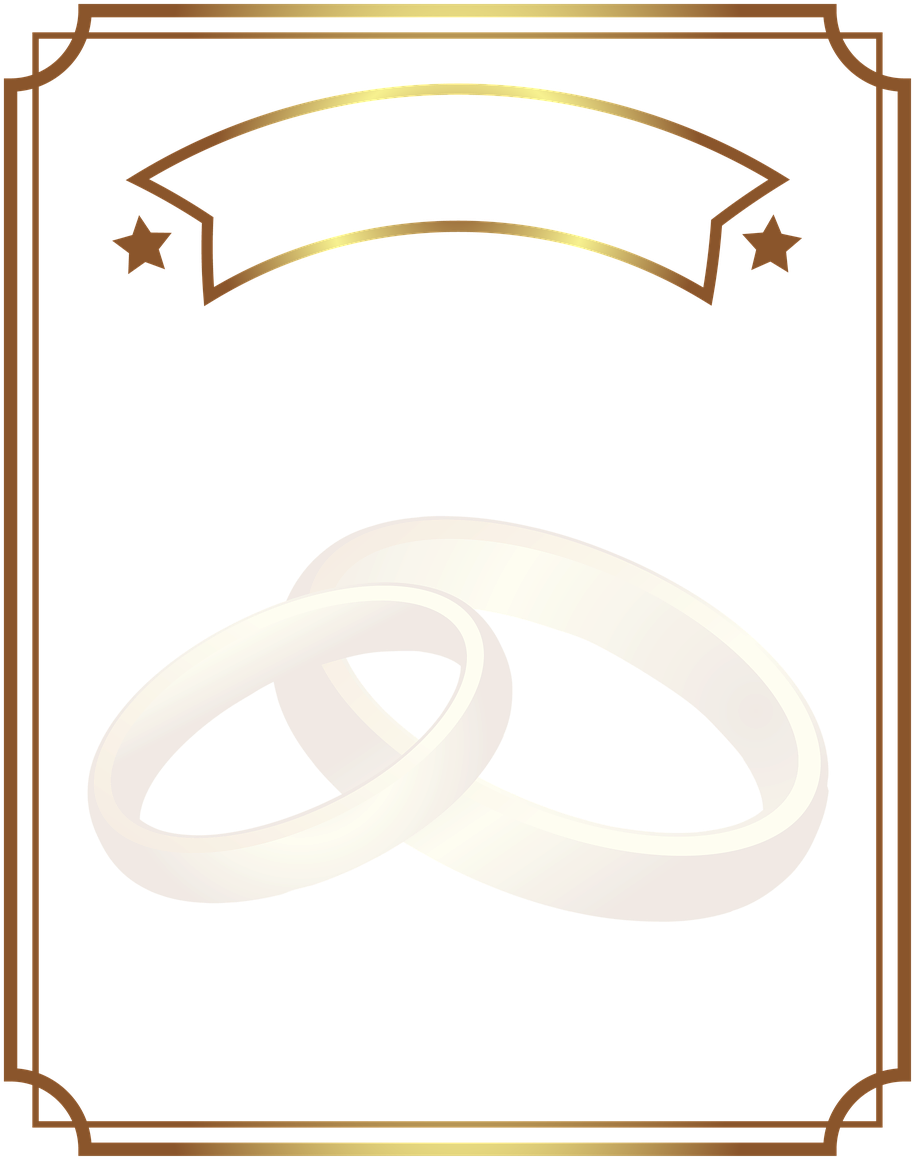 Diploma Gold Wedding Rings - Transparent Wedding Frame Gold Clipart (914x1159), Png Download