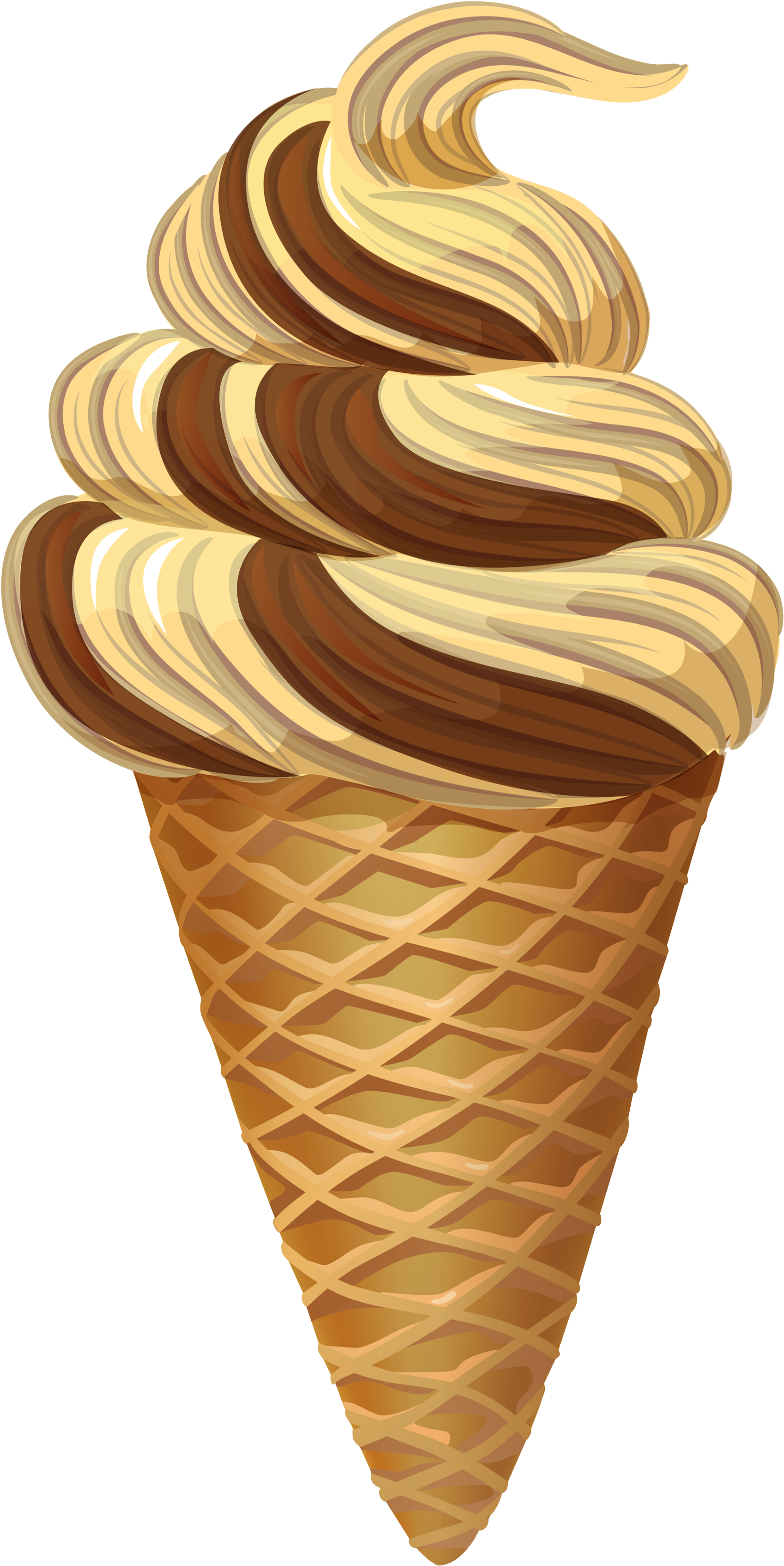 Caramel Ice Cream Cone Clipart (1856x3459), Png Download