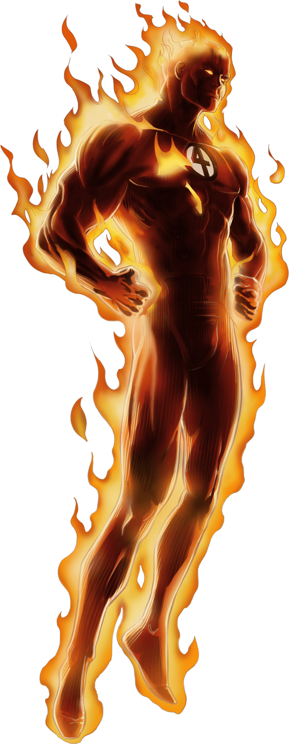 Human Torch Standing - Human Torch Png Clipart (951x2450), Png Download
