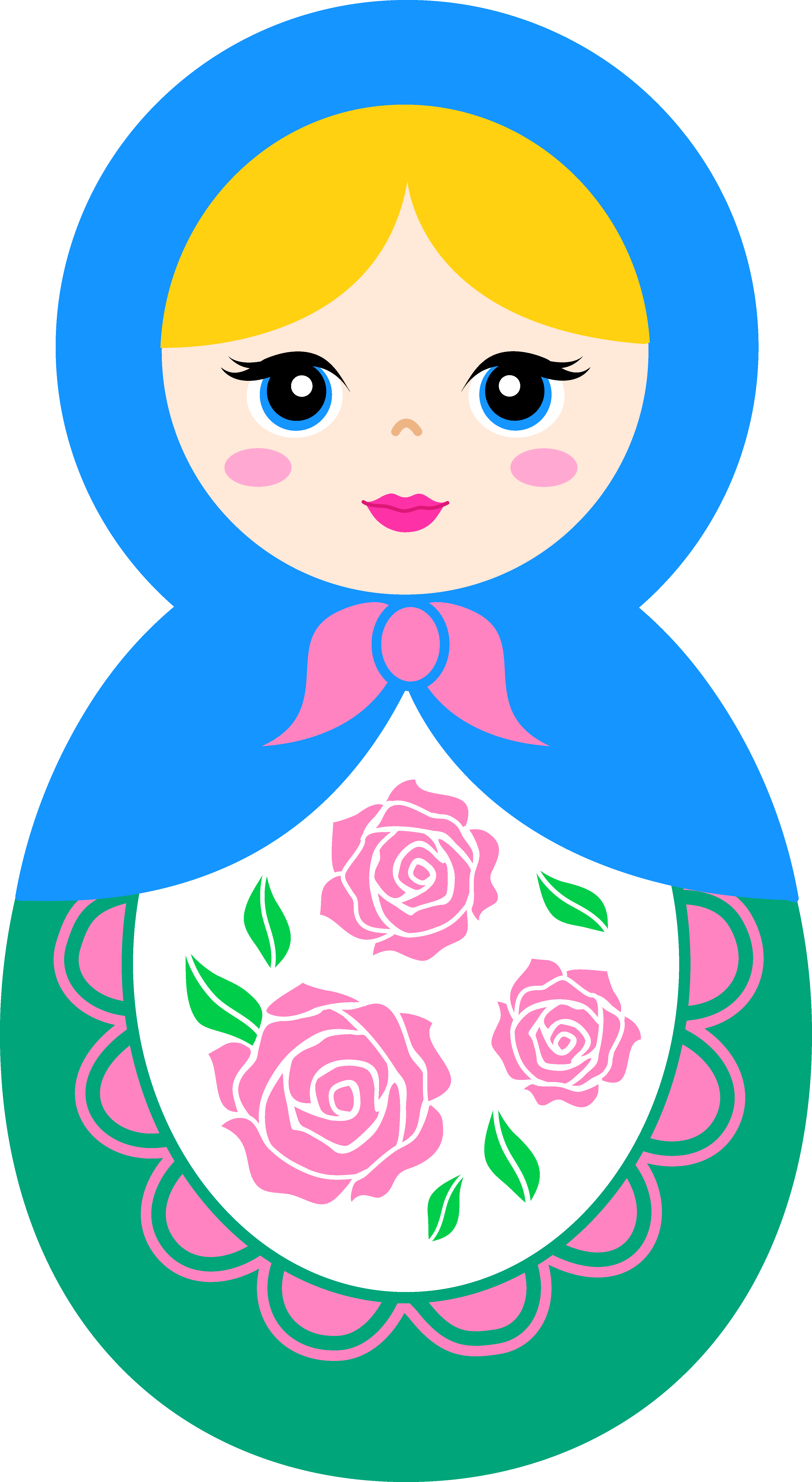Cute Matryoshka Doll With Blonde Hair - Matryoshka Clipart - Png Download (3863x7051), Png Download