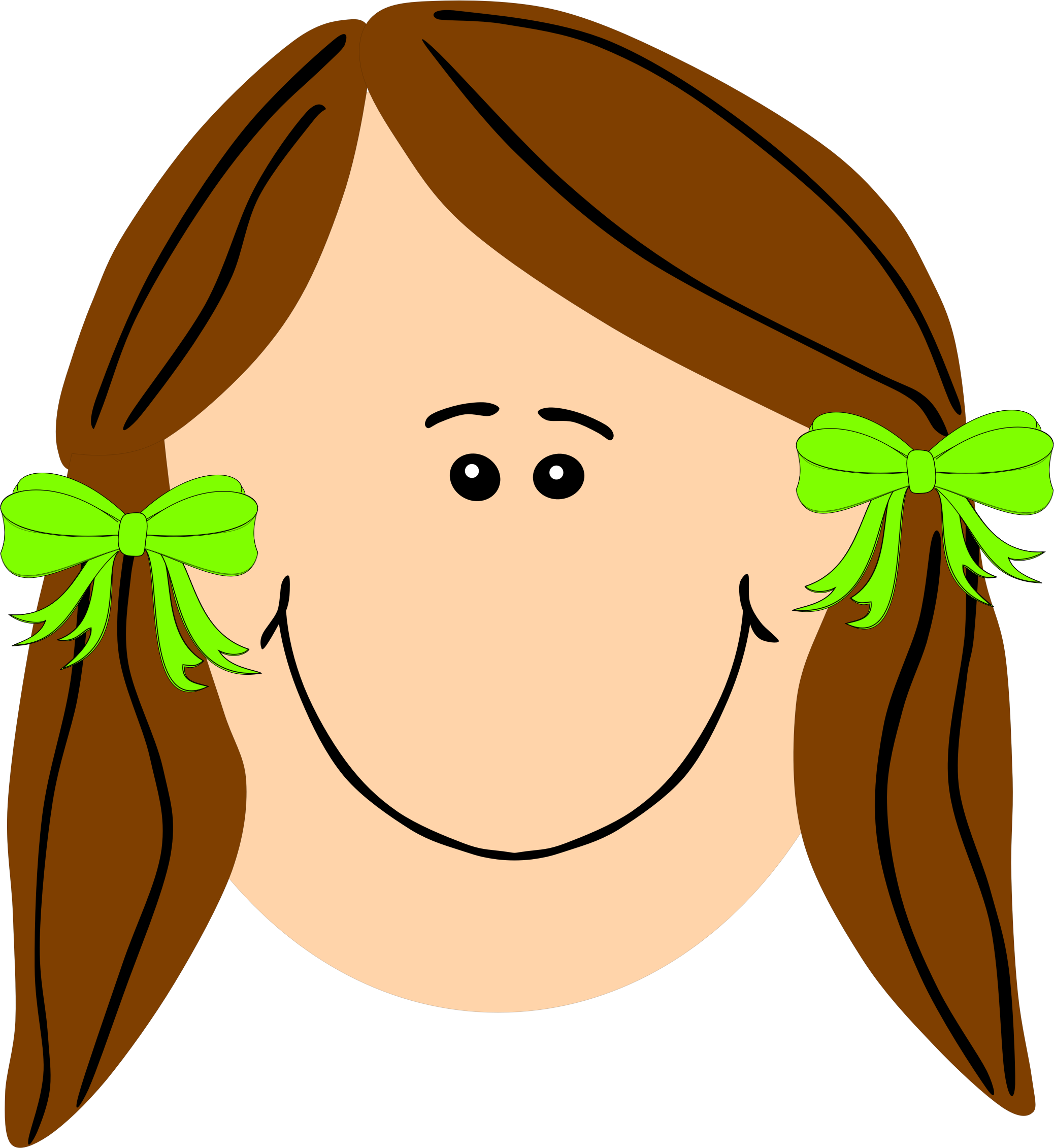 Girl Clipart Brown Hair - Girl With Brown Hair Clip Art - Png Download (2076x2261), Png Download