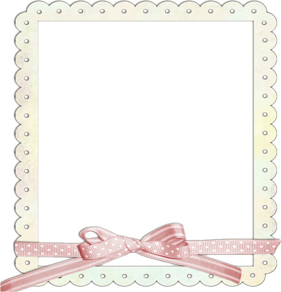 Cream Transparent Frame With Pink Ribbon Clipart (578x600), Png Download