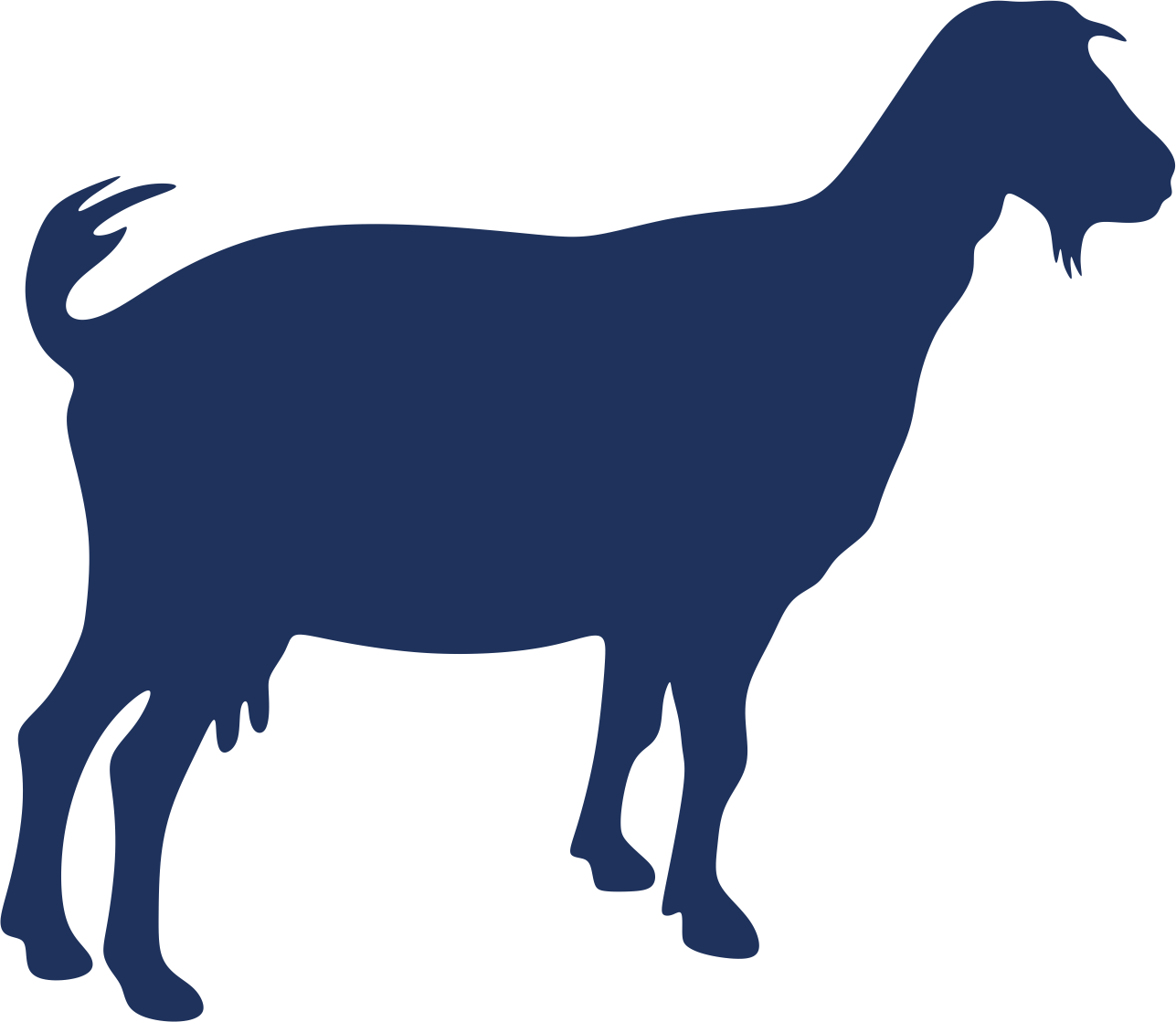 Goat Silhouette Png - Goat Silhouettes Clipart (1287x1119), Png Download