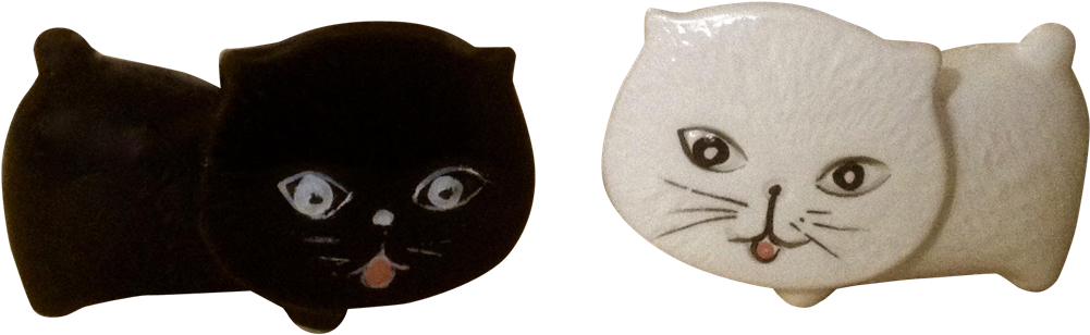 Vintage Adorable Flat Faced Kitty Cats Black & White - Black Cat Clipart (1000x1000), Png Download